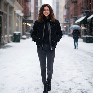 Karl Lagerfeld Black Bomber Jacket